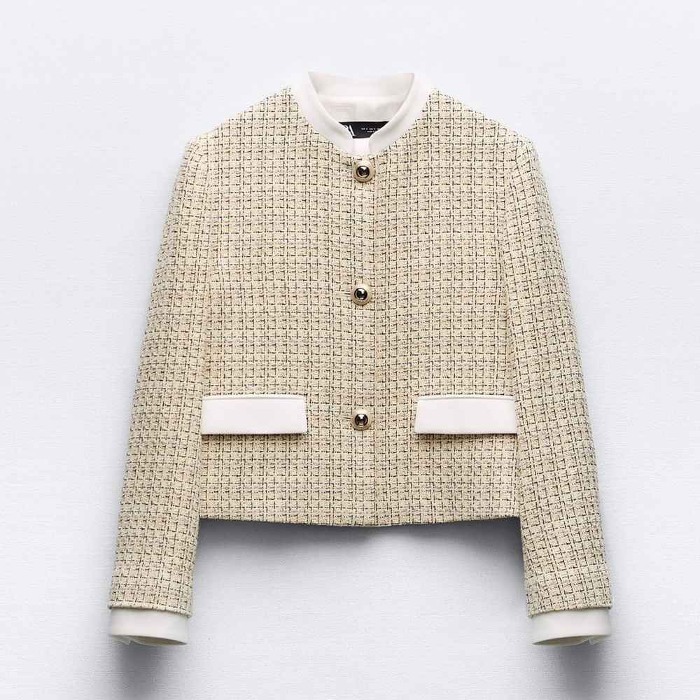 Zara textured short blazer